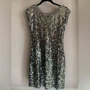 Silver sequined mini dress, size a